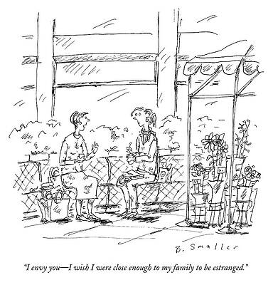 Envious Wall Art featuring the drawing Family Estrangement by Barbara Smaller