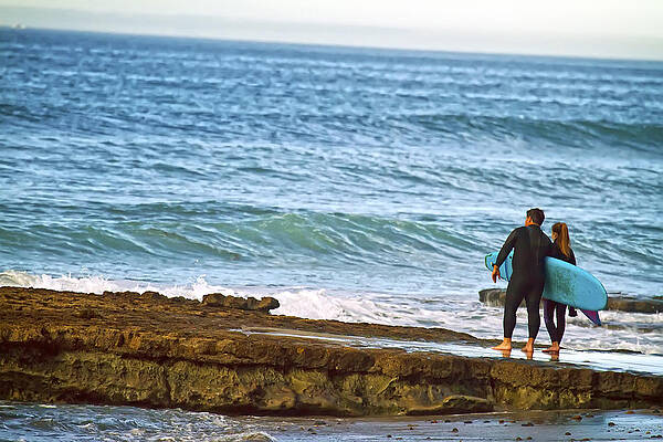 Athlete Wall Art featuring the photograph Father And Daughter Surf Session. by Waterdancer