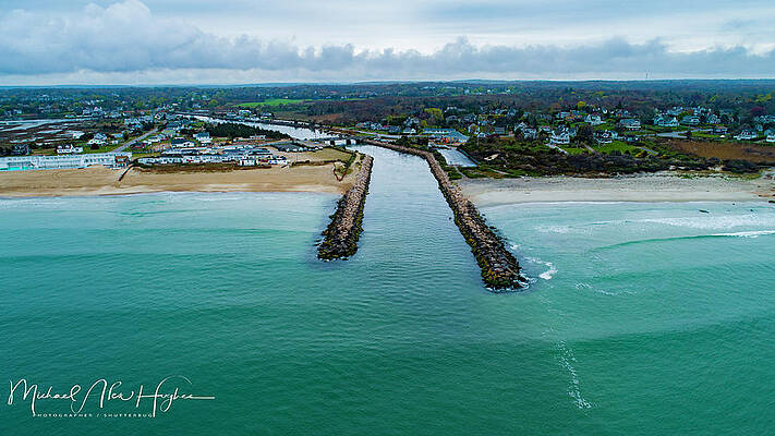Seascape Photograph - Fenway Beach Breakwater by Veterans Aerial Media LLC