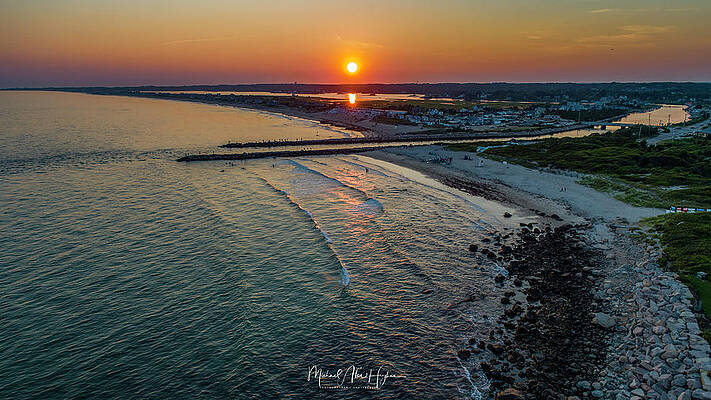 Seascape Photograph - Fenway Beach Sunset by Veterans Aerial Media LLC
