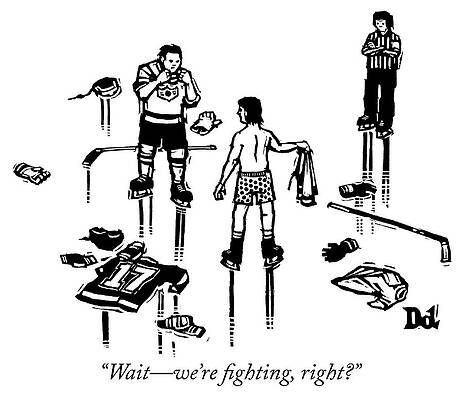 Hockey Fight Standoff Drawing