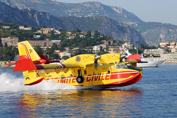 Vibrant Photograph - Filling Up -- Sea Plane In Villefranche-sur-Mer, France by Darin Volpe