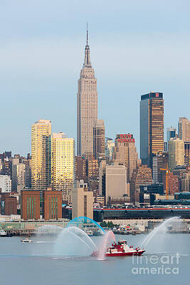 Wall Art featuring the photograph Fire Boat And Manhattan Skyline III by Clarence Holmes