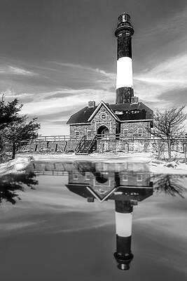 Lighthouse with Reflective Pool Photograph