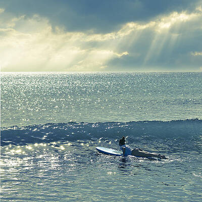 Surfer in Tranquil Ocean Wall Art