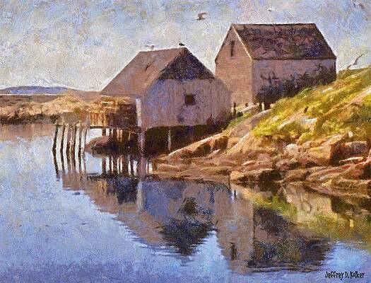 Reflection Wall Art featuring the painting Fishing Wharf by Jeffrey Kolker