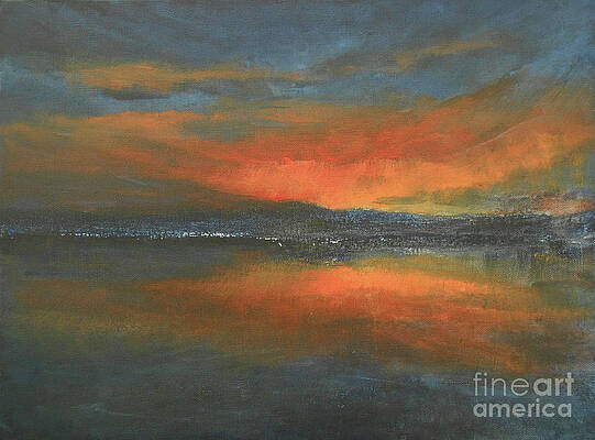 Sea Painting - Flaming Sunset by Jane See