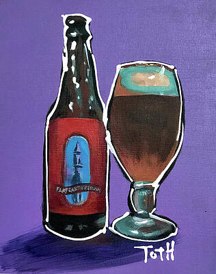 Bar Wall Art featuring the painting Flat Earth by Laura Toth