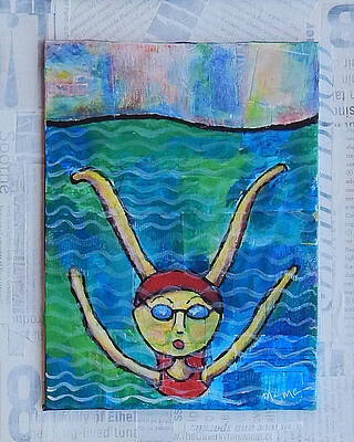 Swimming Wall Art featuring the mixed media Float by Mary Conner