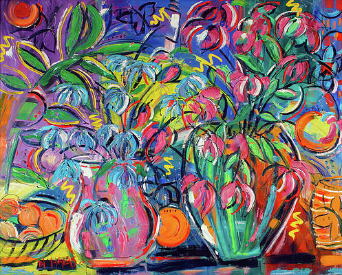 Wall Art featuring the painting Floral Fireworks by Seeables Visual Arts