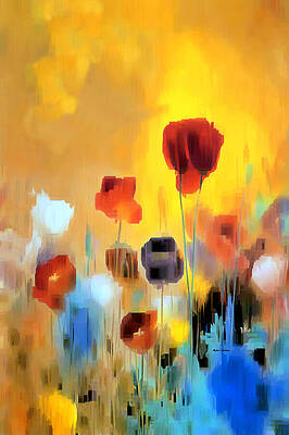 Nature Wall Art featuring the digital art Flower Bouquet Of Poppies by Rafael Salazar