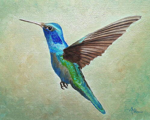 Vibrant Hummingbird in Flight Painting