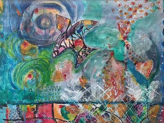 Landscape Wall Art featuring the mixed media Fly The Coop by Mary Conner
