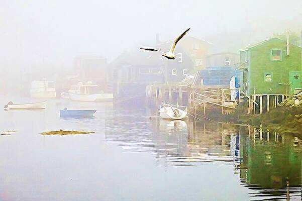 Transportation Wall Art featuring the mixed media Fog Over West Dover - Digital Paint by Tatiana Travelways