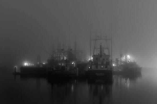Photograph - Foggy Harbor - Black And White by American Landscapes