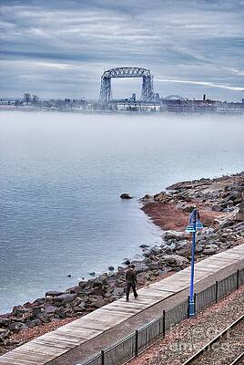 Misty Waterfront Walkway Wall Art
