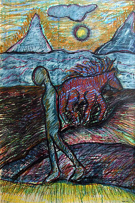 Pastel Wall Art featuring the pastel Foothills by Katt Yanda