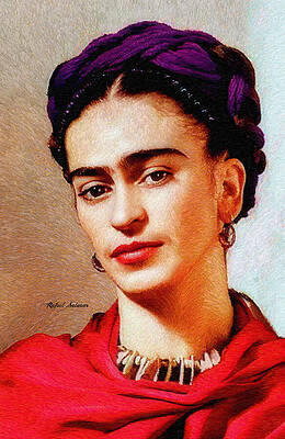 Wall Art featuring the painting Frida In Red by Rafael Salazar