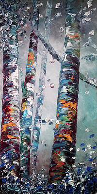 Wall Art featuring the painting Frosty Aspens In October by Raette Meredith