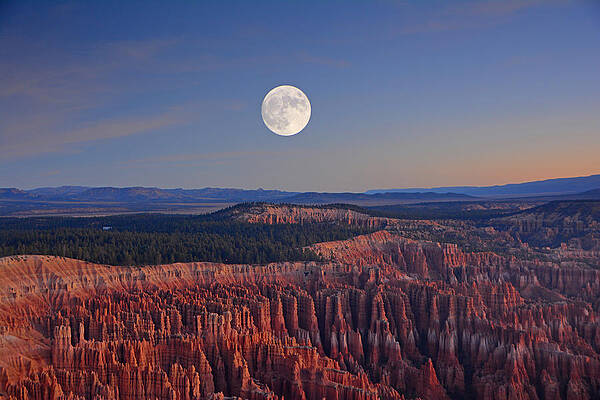 Wall Art featuring the photograph Full Moon Over Bryce Canyon by Raymond Salani III