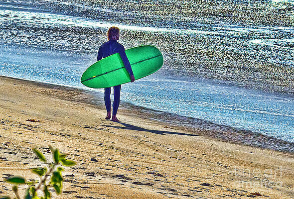 San Diego Wall Art featuring the digital art Gentle Surfer by Waterdancer