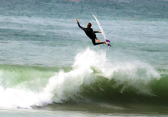 San Diego Wall Art featuring the digital art Getting Air Surfing by Waterdancer