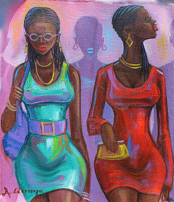Wall Art featuring the painting Ghana Ladies by Amakai