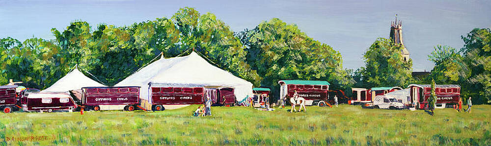 Wall Art featuring the painting Giffords Circus On Minchinhampton Common by Seeables Visual Arts