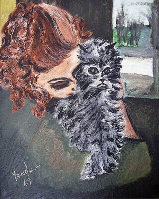 Girl Holding Kitty by Katt Yanda