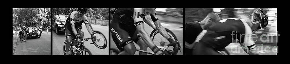 Vibrant Photograph - Giro D'Italia - Stage 21 Cyclist Gets A Push After Changing His Rear by Stefano Senise