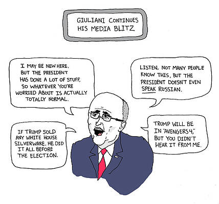 Russia Drawing - Giuliani Continues His Media Blitz by Avi Steinberg