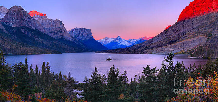 Wall Art featuring the photograph Glacier St Mary Lake Sunrise by Adam Jewell