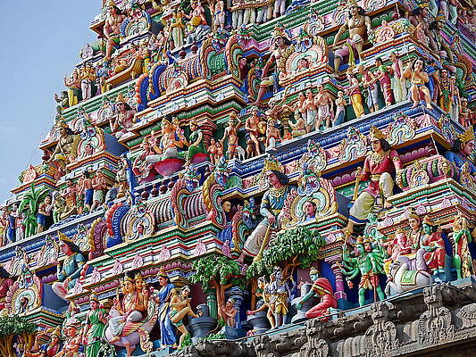 Historical Wall Art featuring the photograph Gods Above X - Kapaleeshwarar Temple, Mylapore by Richard Reeve