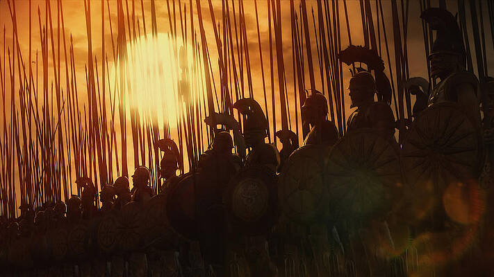 Ancient Macedonian Phalanx at Sunset Painting