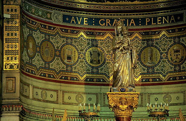 Wall Art featuring the photograph Golden Statue Inside The Decorative Notre-Dame De La Garde In Marseille by Sami Sarkis Photography
