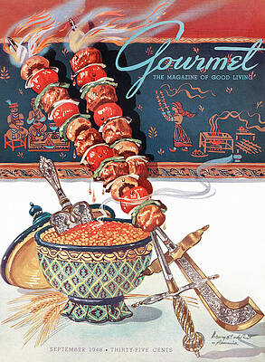 Bowl Wall Art featuring the painting Gourmet Magazine September 1948 by Henry Stahlhut