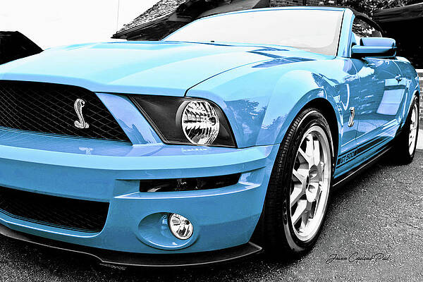 Wall Art featuring the photograph Grabber Blue 2010 Ford Cobra Mustang GT 500 by Joann Copeland-Paul