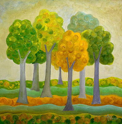 Mixed Media - Green On Green by Angeles M Pomata
