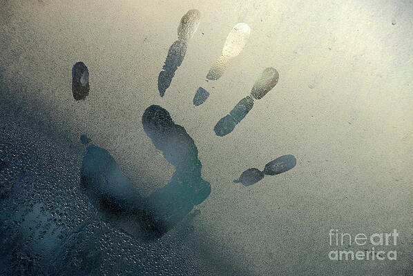 Color Image Wall Art featuring the photograph Handprint On Foggy Window by Sami Sarkis Photography