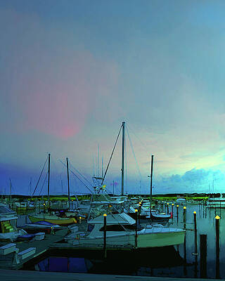 Wall Art featuring the digital art Harbor Lights by Gina Harrison