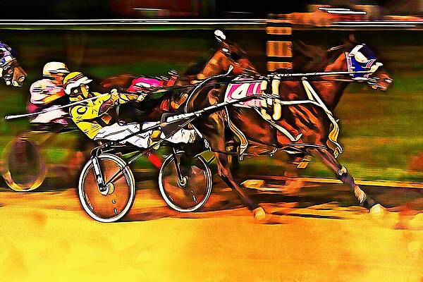 Transportation Wall Art featuring the mixed media Harness Race #2 by Tatiana Travelways