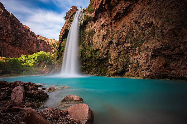 Majestic Waterfall in Desert Canyon Wall Art
