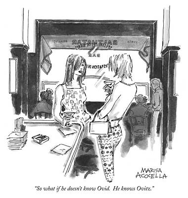 Wall Art featuring the drawing He Knows Ovitz by Marisa Acocella Marchetto