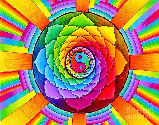 Vibrant Mandala with Yin Yang Symbol Wall Art
