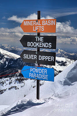 Ski Resort Trail Sign in Mountains Photograph