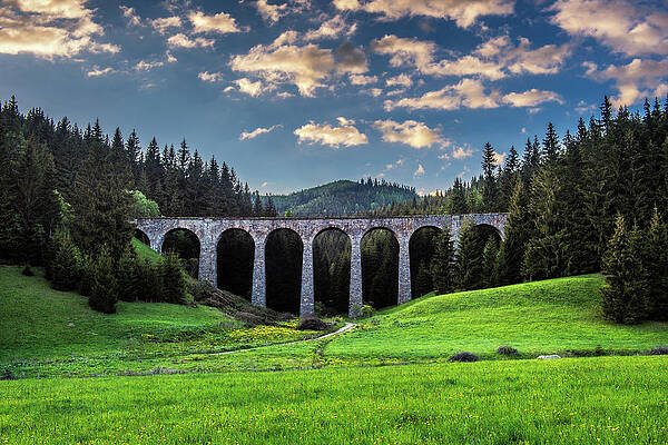 Vintage Wall Art featuring the photograph Historic Railway Viaduct Near Telgart In Slovakia by Miroslav Liska