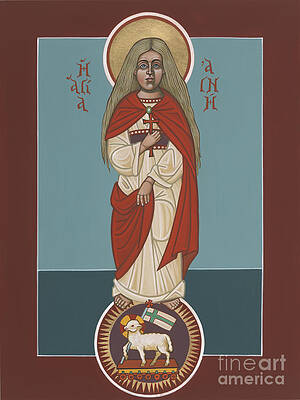 Wall Art featuring the painting Holy Martyr St Agnes Lamb Of God 243 by William Hart McNichols