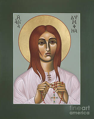 St Dymphna with Halo and Beads Wall Art