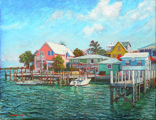 Wall Art featuring the painting Hope Town By The Sea - Bahamas by Ritchie Eyma