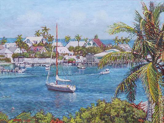 Wall Art featuring the painting Hope Town Haven - Abaco by Ritchie Eyma